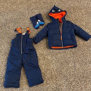 Boys snowsuit and gloves